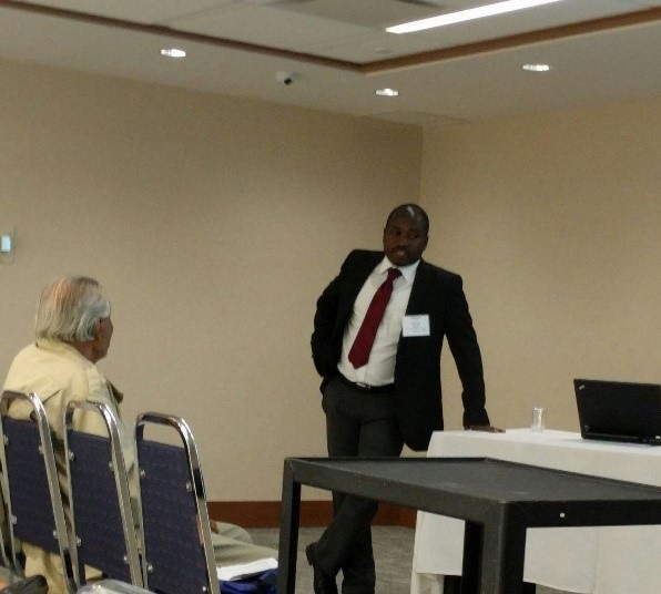 Picture of Kenneth J. Bansah giving a presentation
                    at International Conference & Exhibition on Advanced & Nano Materials (ICANM) (Montreal, Canada - 2016)